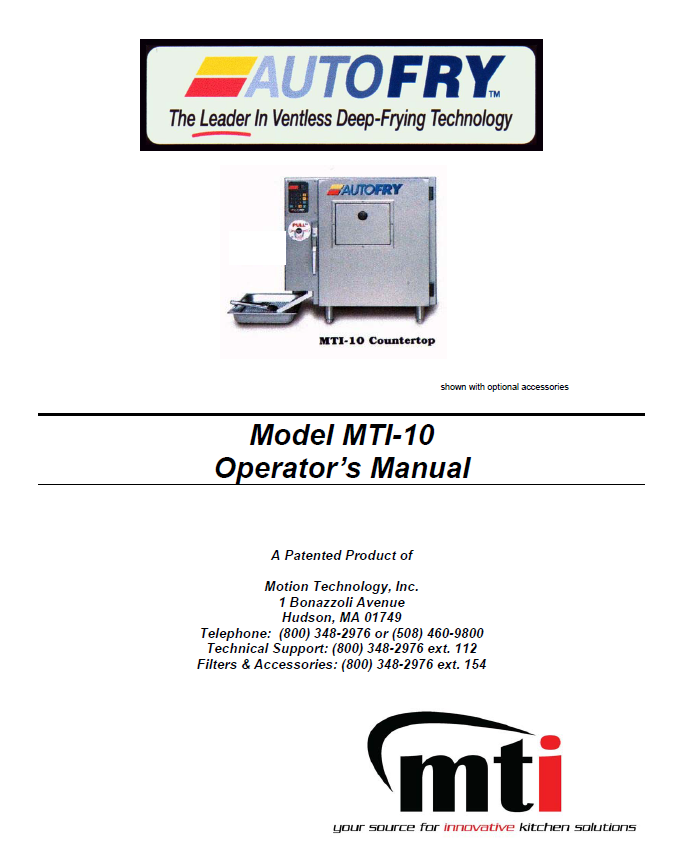 MTI-10/FFG Operator's Manual