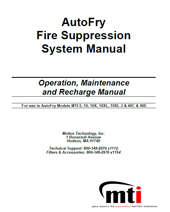 AutoFry Fire Suppression Manual