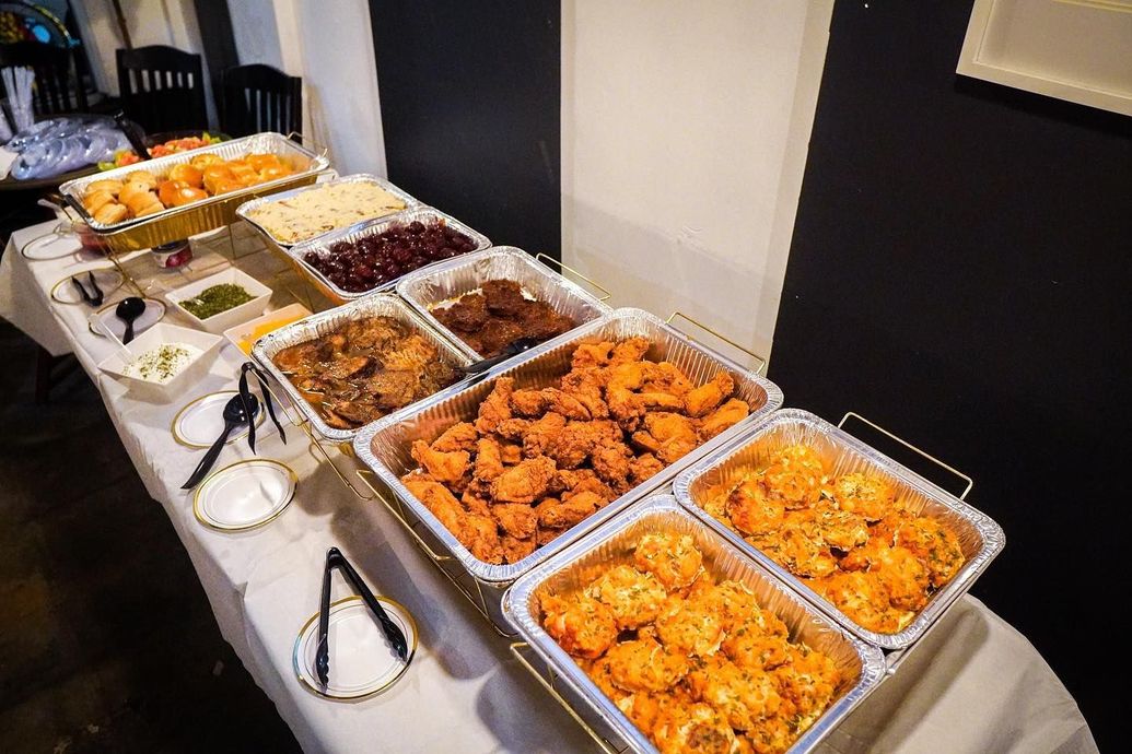 There are many different types of food on the table.