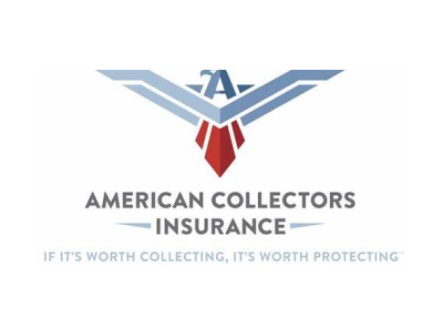 The logo for american collectors insurance is a bird with wings and a tie.