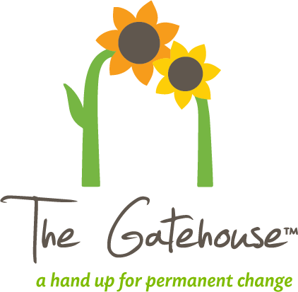 A logo for the gatehouse a hand up for permanent change