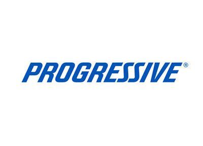 The logo for progressive is blue and white on a white background.