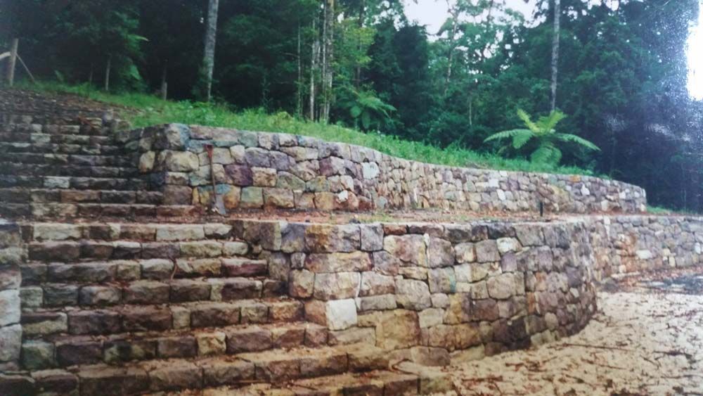 Retaining Wall and Rock Stairs — Wallaroo Landscapes In Nowra, NSW