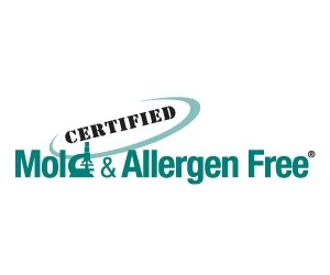 a certified mole and allergen free logo on a white background .