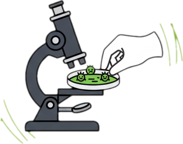 Mold Masters icon for 3rd party lab analysis featuring a microscope, petri dish, and certified lab report to ensure unbiased, professional mold spore identification and indoor air quality results.