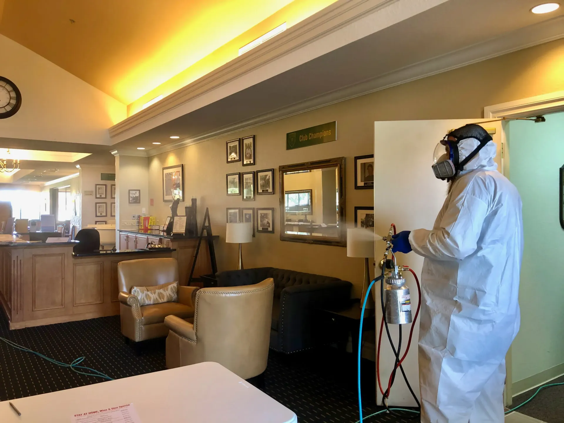 Dry fogging lobby for mold, bacteria, and viruses