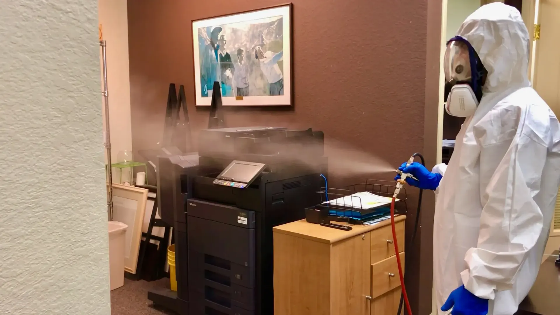Dry fogging office for mold, bacteria, and viruses