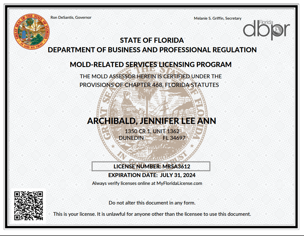 a state of florida license for archibald jennifer lee ann