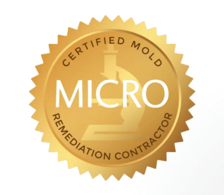 A gold Micro certified mold remediation contractor seal