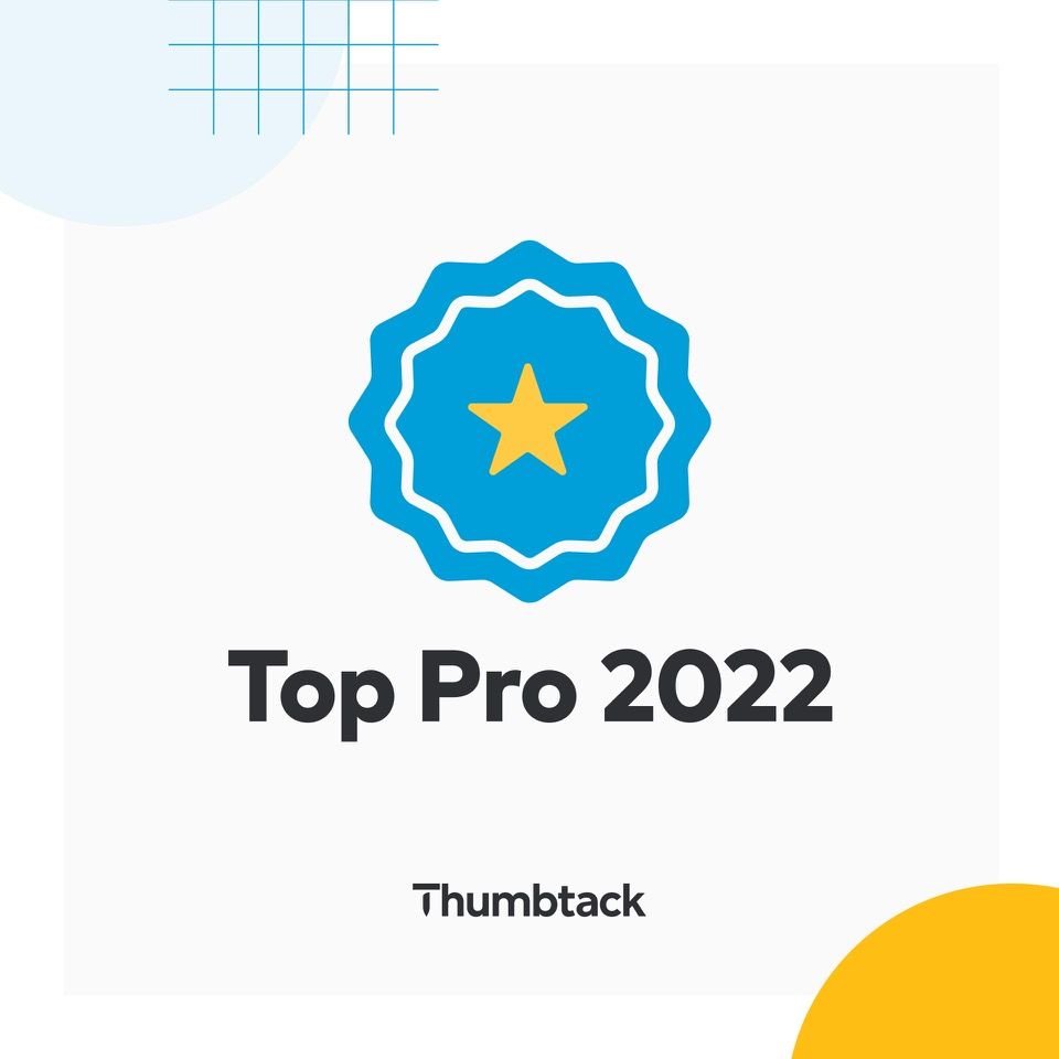 thumbtack award with a yellow star and the words top pro 2022