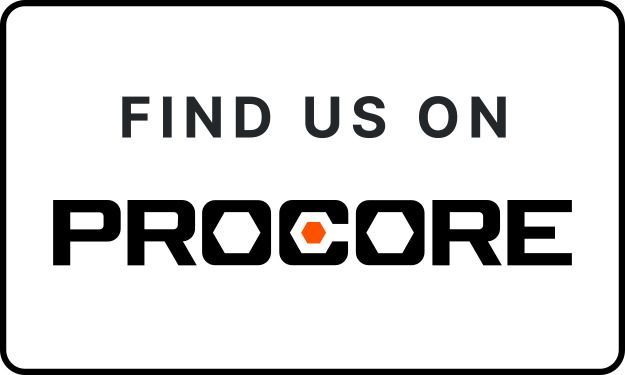 a sign that says find us on procore on a white background