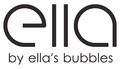 The logo for ella by ella 's bubbles is black and white.