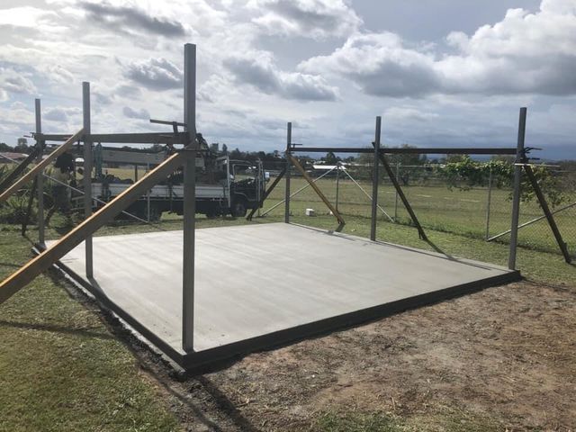 A concrete slab has been poured on a piece of land — Wal's Concreting Service in Ballina, NSW