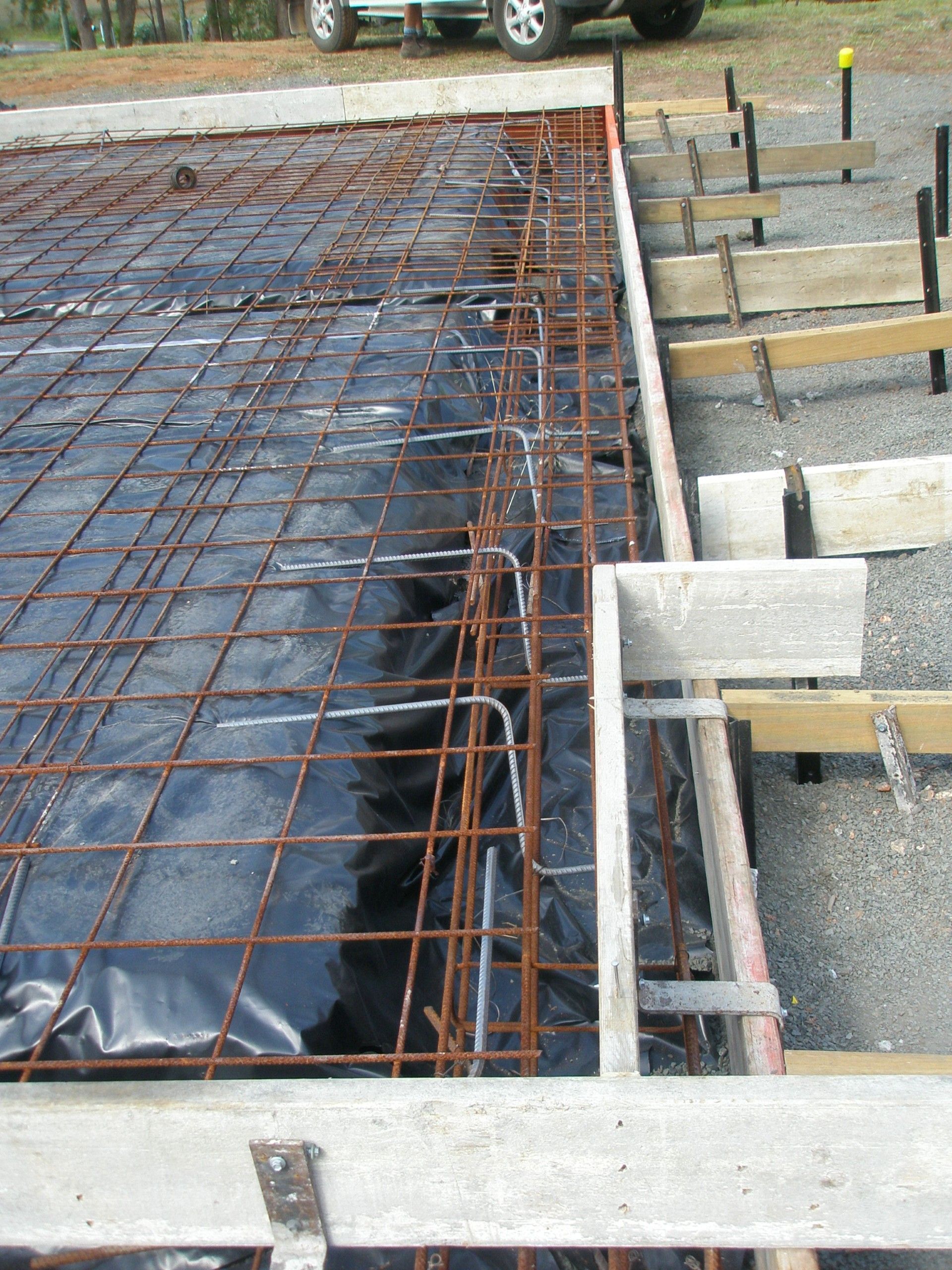 A house slab prior to concrete being poured with wooden and wire frames — Wal's Concreting Service in North Casino, NSW