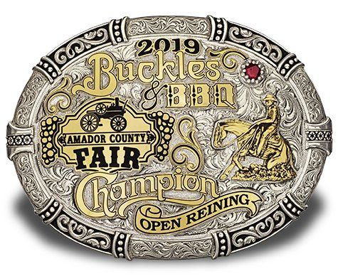 Amador County Fair Buckles & BBQ Horse Show Reining Champion Trophy Award Belt Buckle