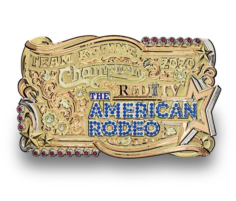 RFD TV The American Rodeo Team Roping Champion Trophy Buckle