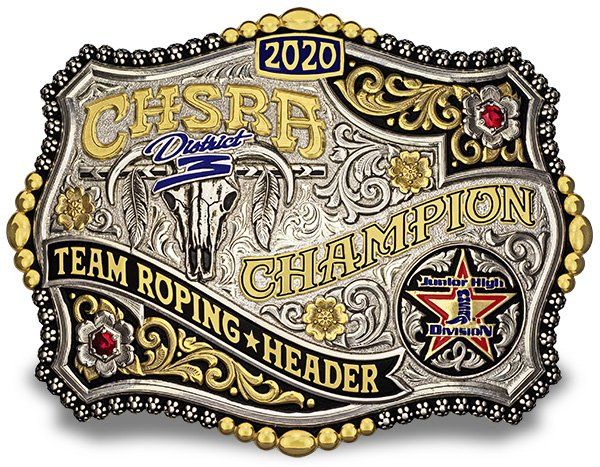 CHSRA California High School Rodeo Team Roping Header Champion Junior High NHSRA Trophy Award Buckle