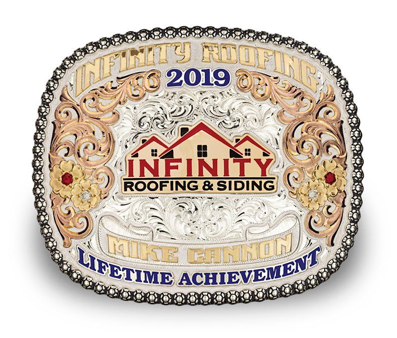 Infinity Roofing Lifetime Achievement Award Buckle