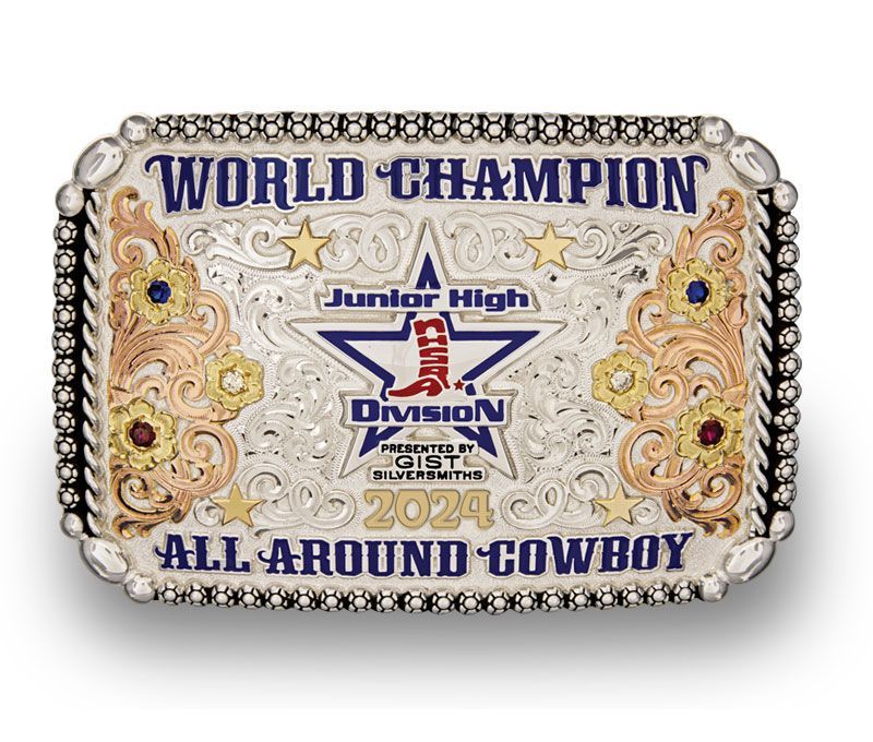 Junior High Division World Champion All Around Cowgirl Trophy Buckle