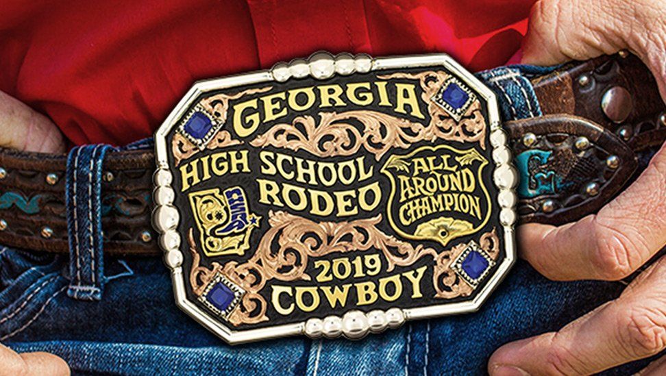 Louisiana LHSRA High School Rodeo Boys Cutting Champion NHSRA Trophy Buckle Crawdad logo