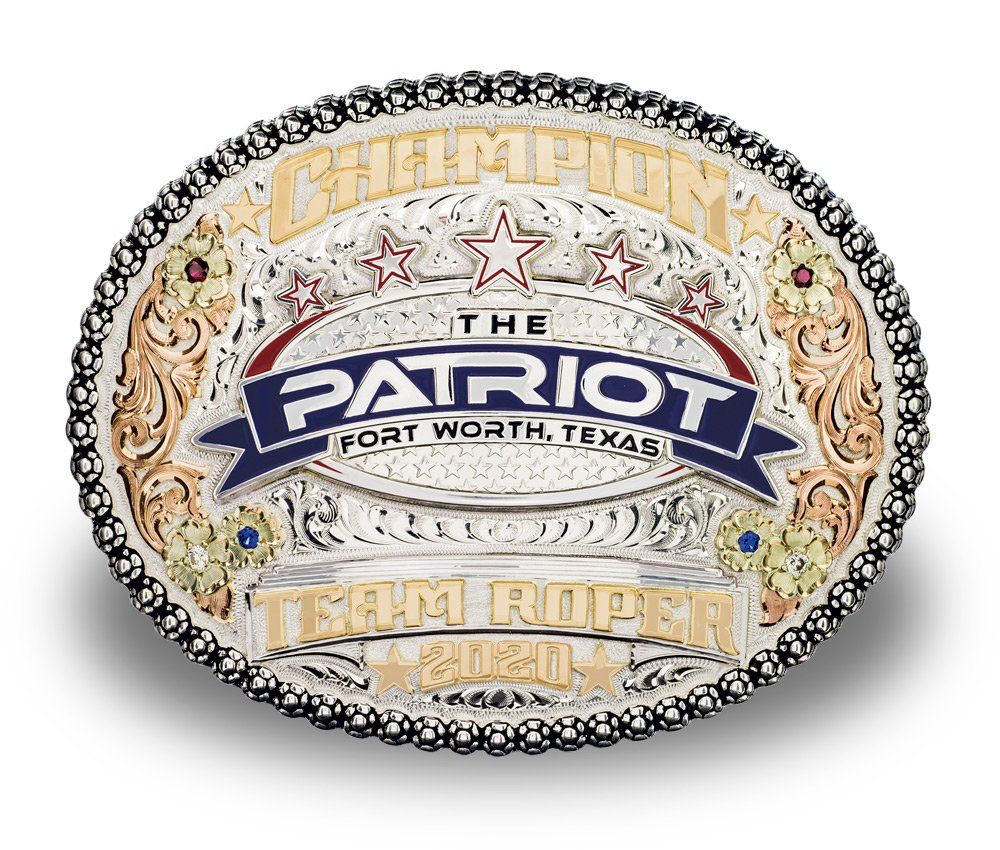 The Patriot Team Roping Trophy Buckle