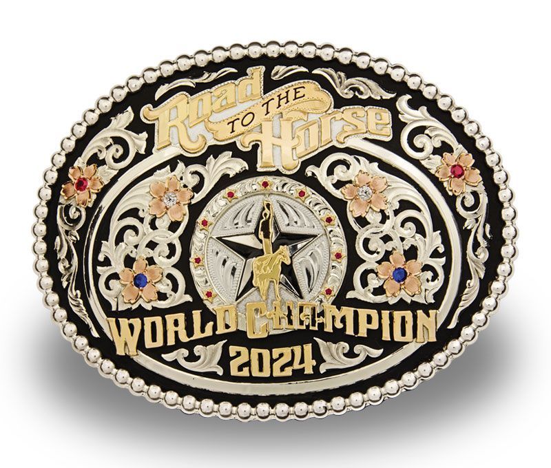Road to the Horse World Champion Cowgirl Trophy Buckle