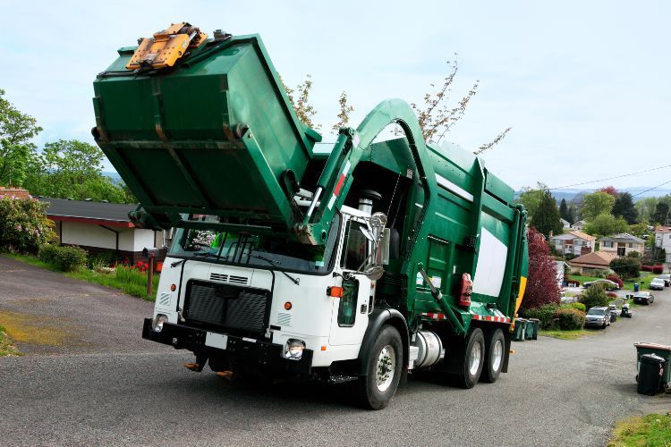 waste recycling in a dump truck
