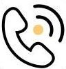 A drawing of a phone with a yellow dot in the middle.