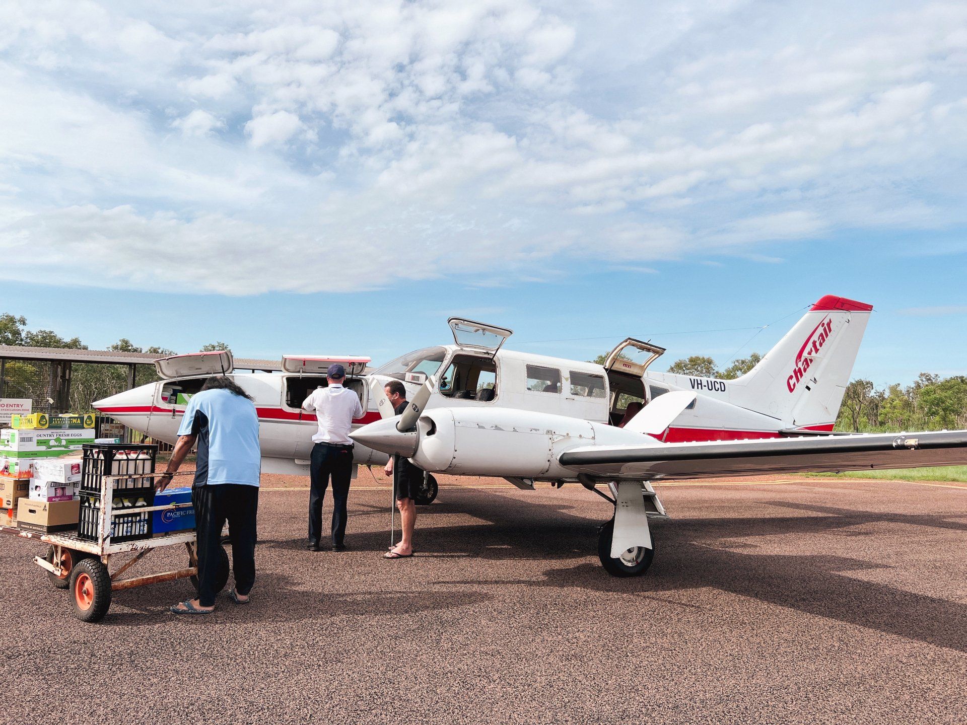 Chartair's groceries and essential service flight from Darwin to  Peppimenarti and Palumpa