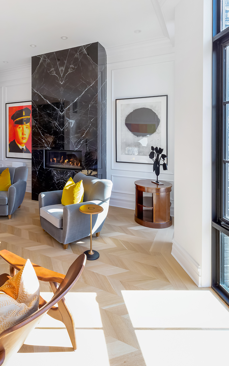 Calacatta Black Large Format Porcelain Fireplace