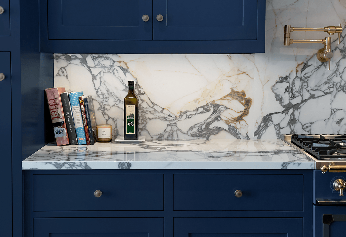 Calacatta Paonazzo Large Format Porcelain Fireplace