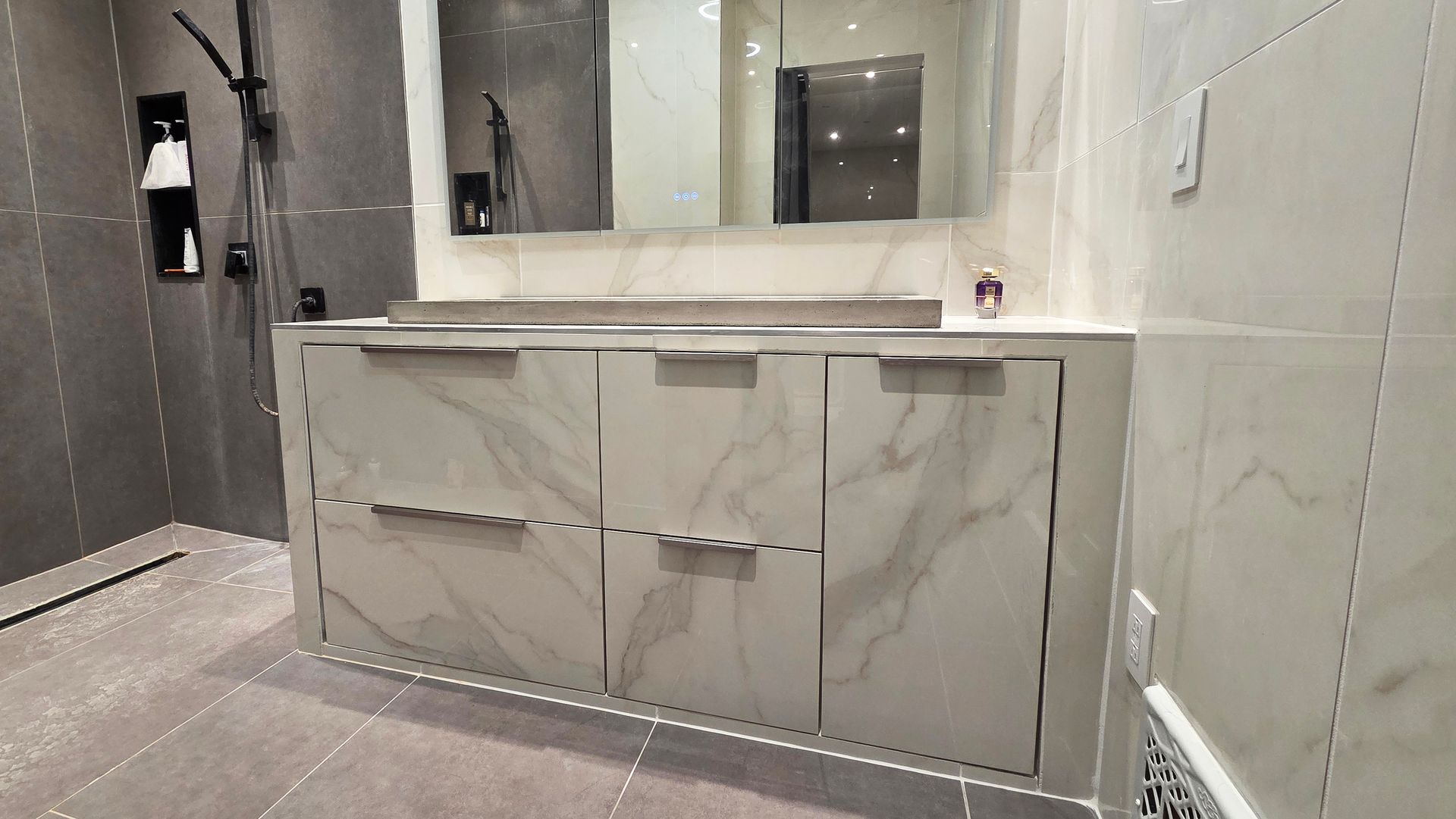 Custom Vanity Door Replacement with Sienna Bianca by Pianetto