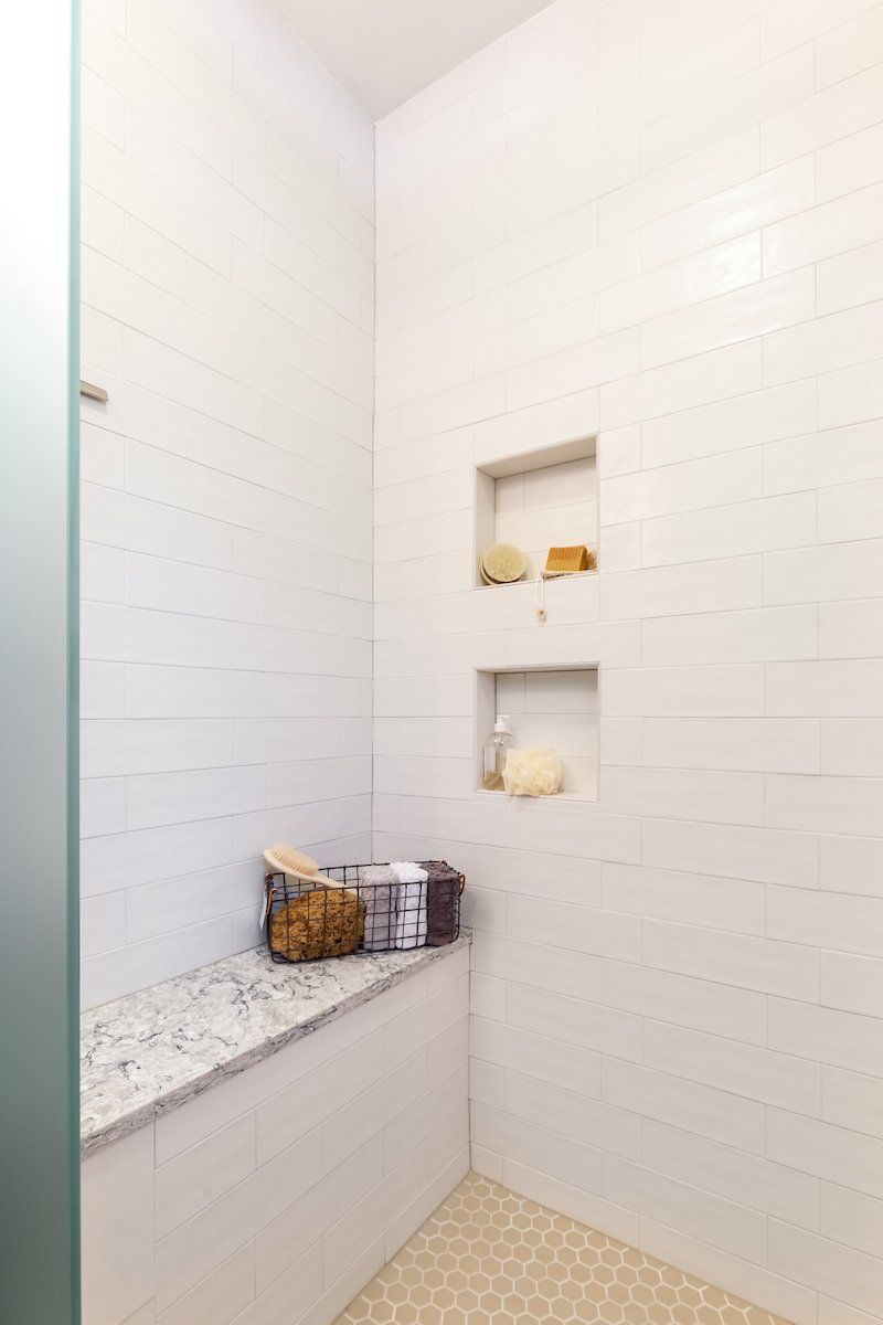 Pietra Silestone Shower Bench Kenzzi Zoudia Floor Tile Wheel Mosaic Hexagon Urban Putty Matte Bianco Matte Shower Floor Armonie Piccadilly Bianco Matte Shower Wall