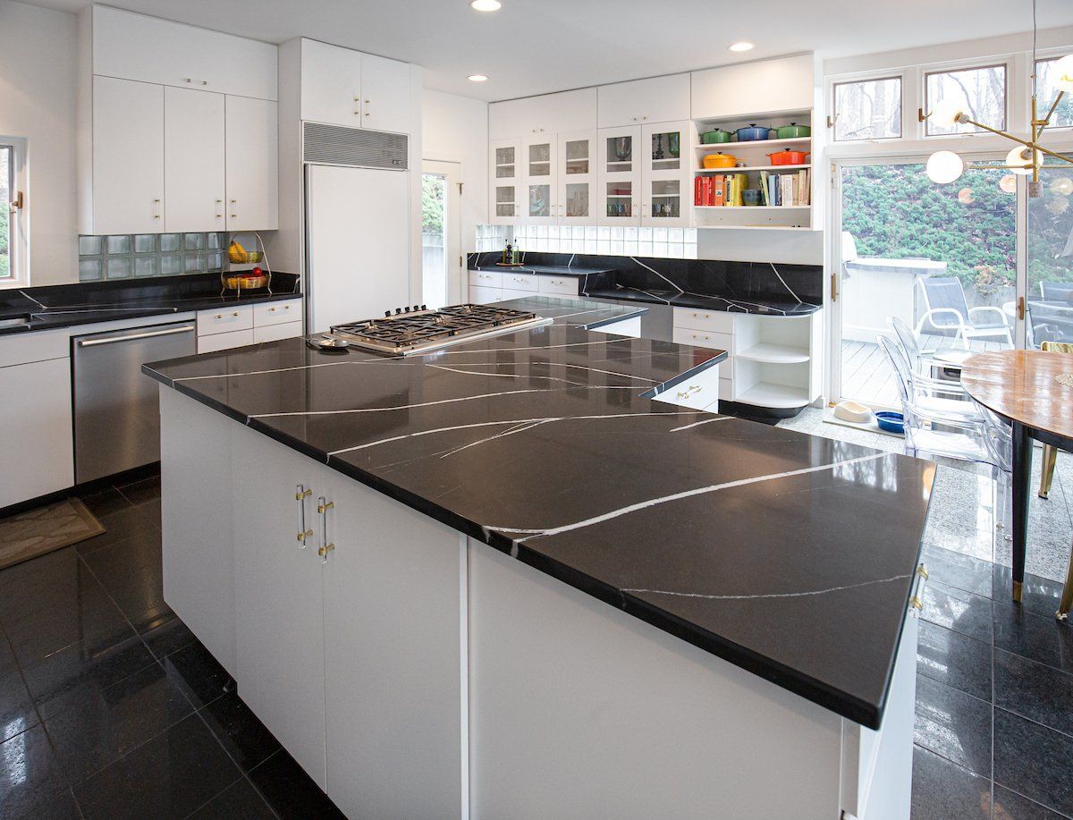 Custom Island with Eternal Marquina Silestone and Perimeter Countertops