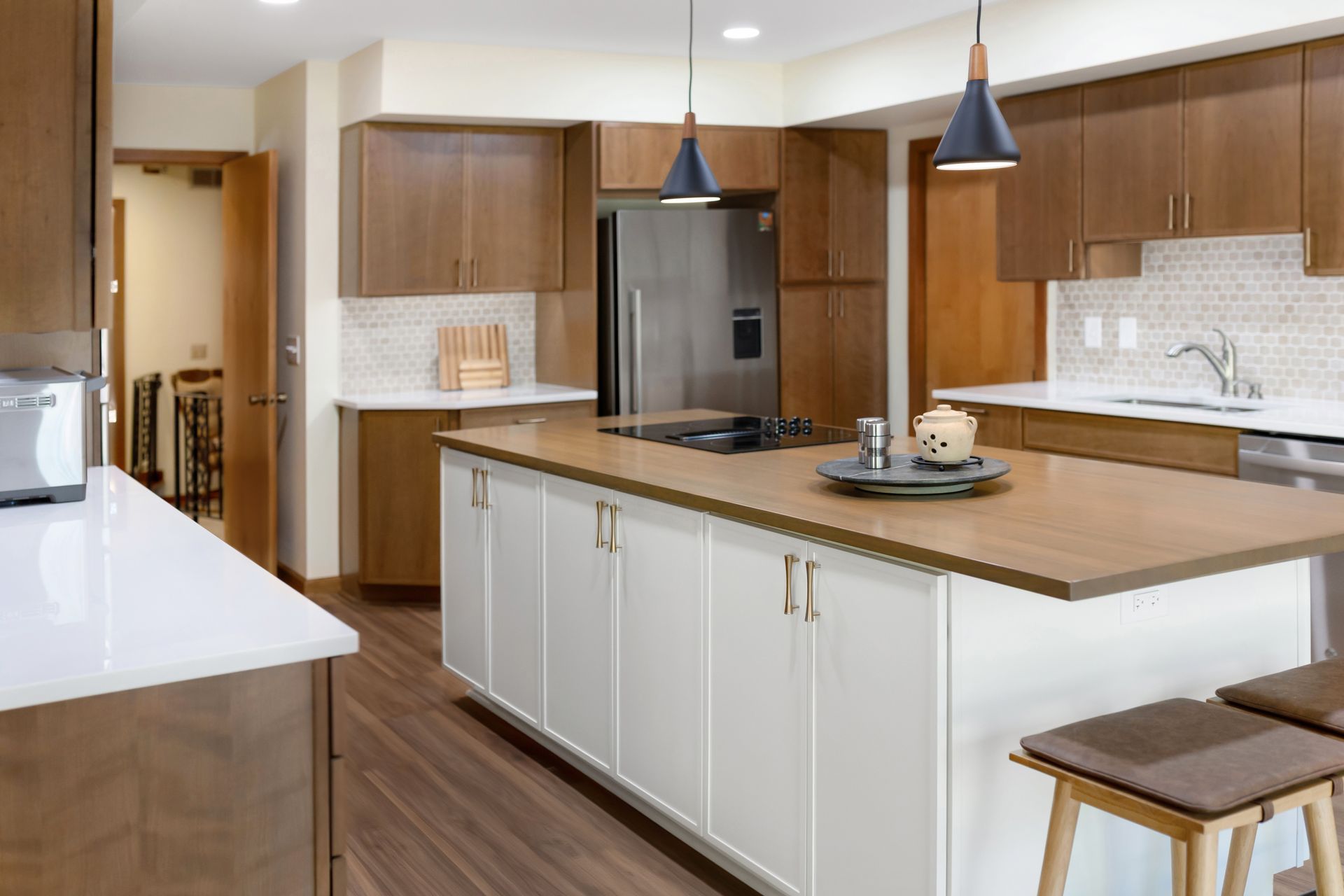 Custom Butcher Block Countertop with Cherry Amber Stain