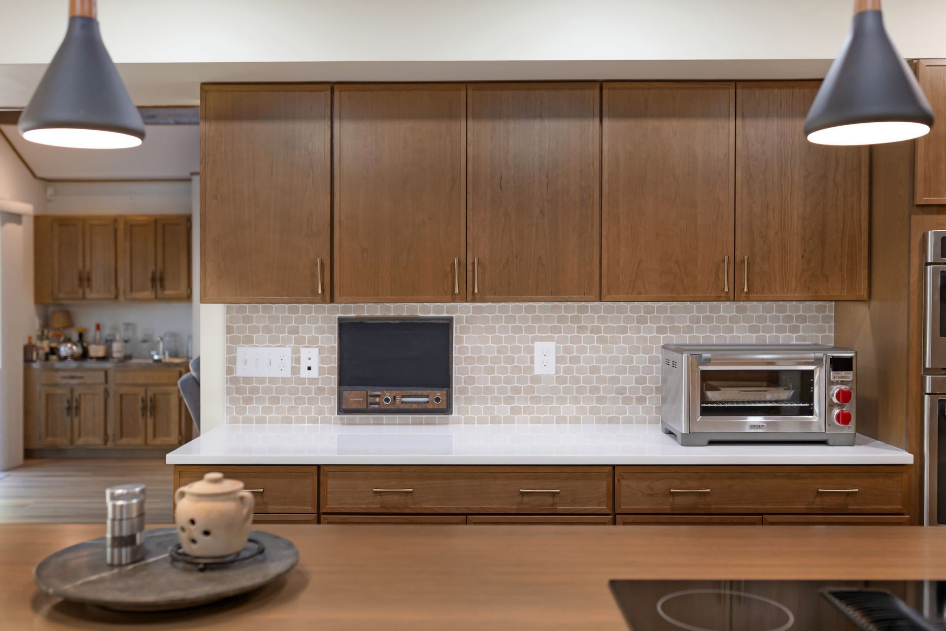 Custom Butcher Block Countertop with Cherry Amber Stain