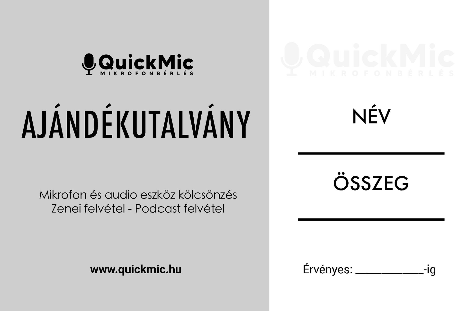 ajándékutalvány, mikrofonbérlés, ajándék, stúdiózás