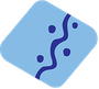 A blue square with a river and three dots on it.