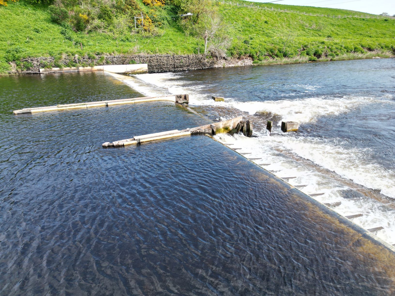 Damage to Logie Mill Weir in Lower North Esk