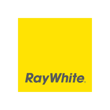 The ray white logo is yellow and black on a white background.