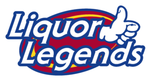A logo for liquor legends with a thumbs up