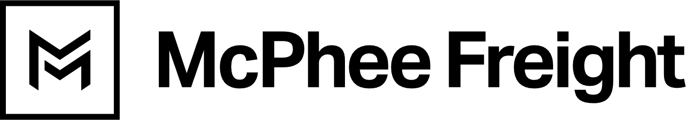 A black and white logo for mcphee freight