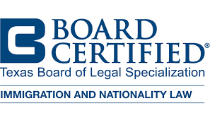 The logo for board certified texas board of legal specialization immigration and nationality law