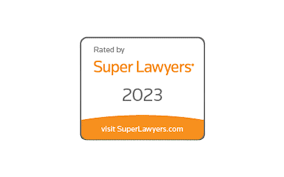 A badge that says rated by super lawyers 2023