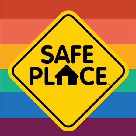 A safe place logo with a house and a heart