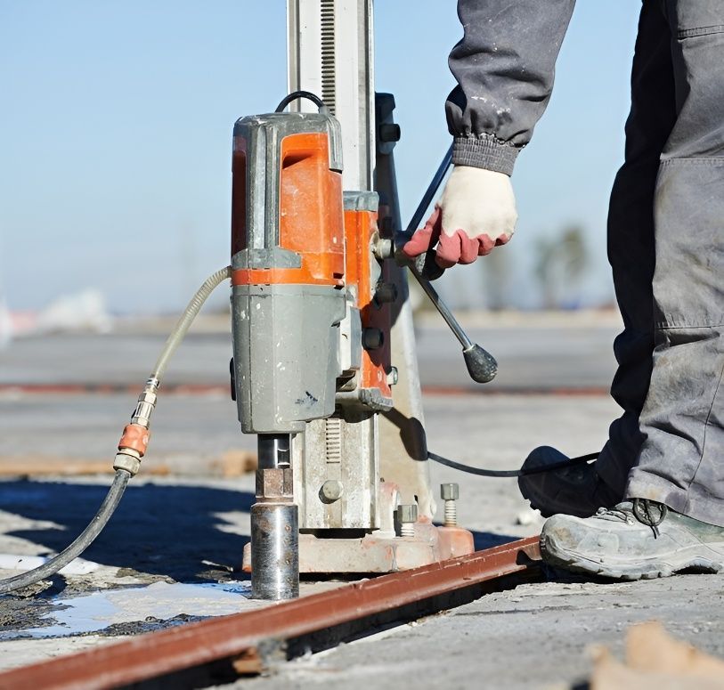A Person is Using a Drill on a Construction Site — Premier Inspections FNQ In Cooktown, QLD
