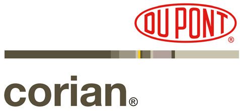 The logo for corian and dupont is shown on a white background.