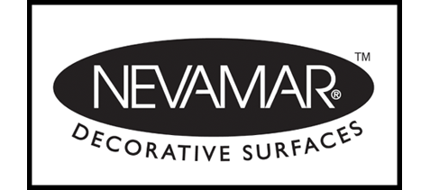 A black and white logo for nevamar decorative surfaces