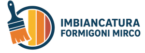 Logo con pennello e campioni di colore, il testo recita "Imbiancatura Formigoni Mirco".