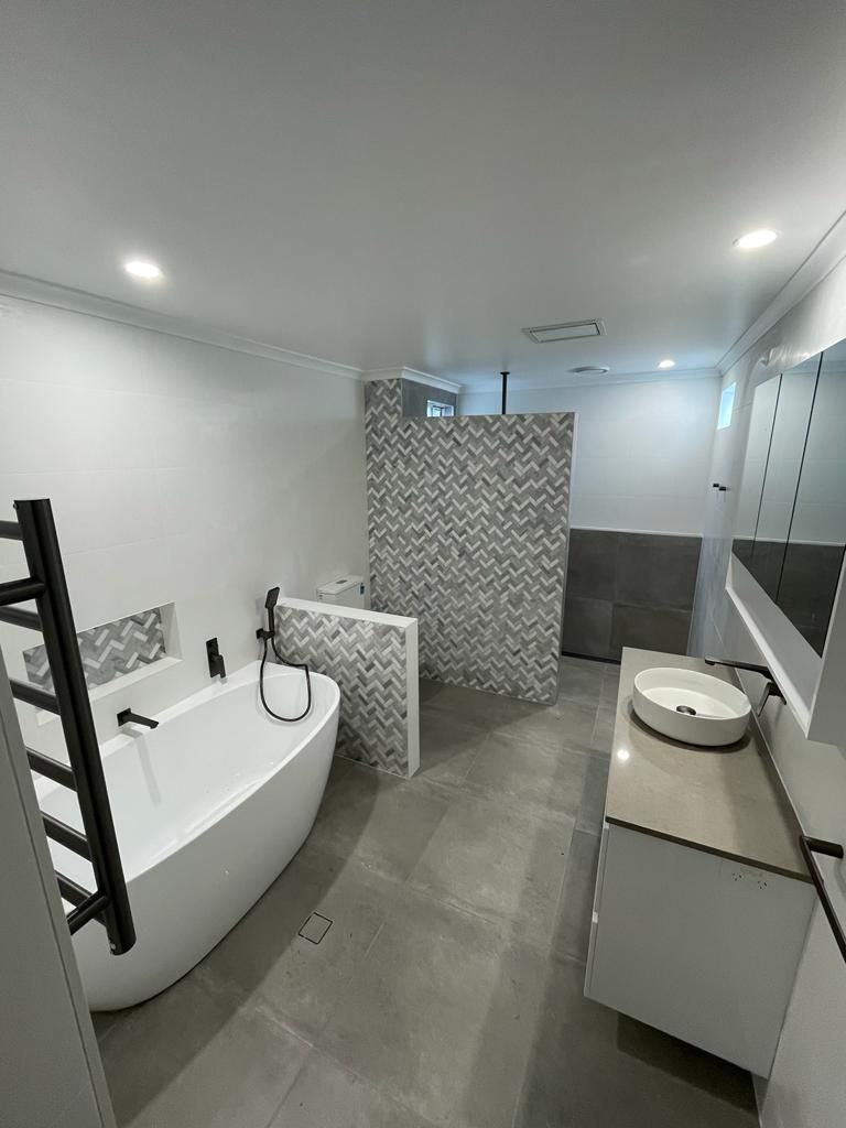Bathroom with Two Washbasins — Bathroom in Wollongong